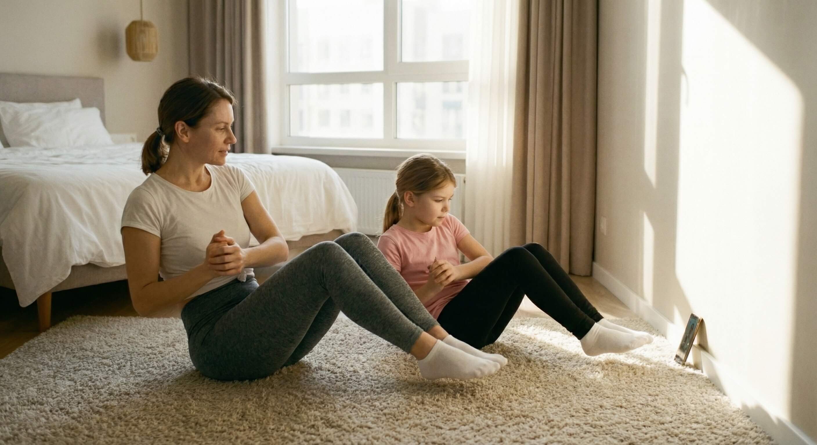 Gyermek gyakorlatokat végez