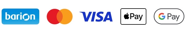 Elfogadott fizetési módok: Barion, Mastercard, Visa, Apple Pay, Google Pay