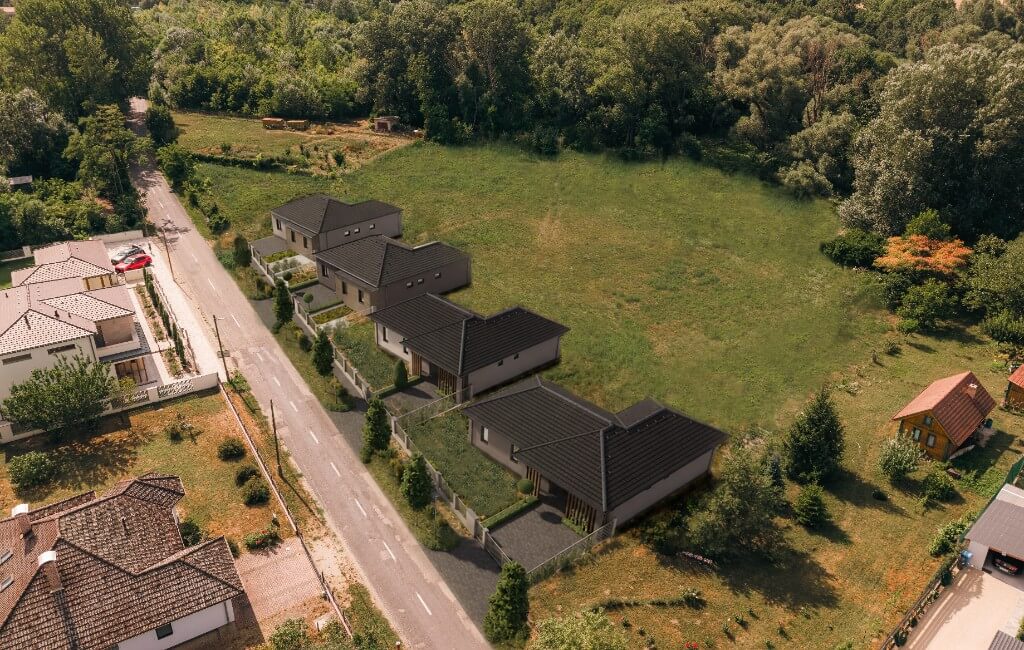 A dunaszigeti területre illesztett házak madártávlatból